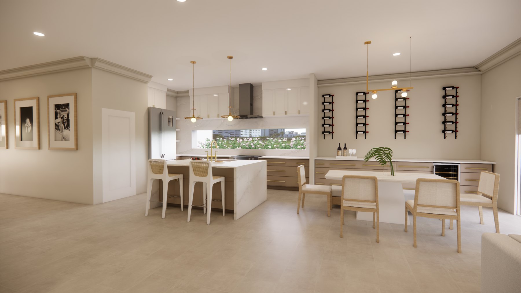 Open kitchen and dining rendering